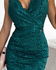 sukienki midi damskie 383-4 Koronkowa sukienka MIDI z kopertowym dekoltem - ZIELONA 4