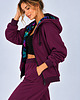 bluza z kapturem damska Bluza Na Zamek ,,SUZANA" Śliwka/Print 2