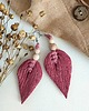 kolczyki z piórami Długie wiszące kolczyki piórka/listki- boho, hippie, festiwalowe, wrzosowe 1