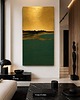 obrazy ELEGANCKA ZIELEŃ - ręcznie malowany obraz na płótnie 80x160cm 4