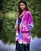 bluza bez kaptura damska Aksamitna BLUZA/ KIMONO domowe, autorski print  CHMURY różowe niebo 6
