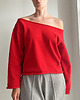 bluza bez kaptura damska Czerwona bluza cięta Bez ściągaczy 2