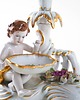 figurki i rzeźby Figuralny świecznik porcelanowy z puttem, przełom XIX i XX wieku 6