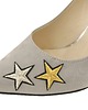 czółenka damskie Czółenka skórzane na szpilce - ozdobny haft w gwiazdy  (6395) 1