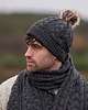 czapki damskie Zestaw CZAPKA  + SZALIK Z pomponami 100% wełna Merino - UNISEX 1