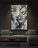 obrazy Abstrakcyjny portret kobiety w szarościach ze złotem 70x100 cm duży obraz 1