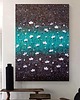 obrazy Obraz na płótnie 50x70cm. Białe kwiaty na turkusie 1