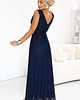 sukienki maxi damskie 679-3 AVELINE długa sukienka maxi z brokatowym tiulem - granatowa 2