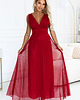 sukienki maxi damskie 687-2 Elegancka sukienka maxi z kopertowym dekoltem - bordo jasne 4