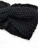 czapki damskie Czarna elegancka opaska merino twist 8
