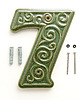 napisy dekoracyjne i tabliczki Numer domu, cyfra 7 zielono-brązowa, do przykręcenia 4