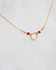 złote naszyjniki Gold Plated Tiny Open Matt Heart Necklace in Red 2