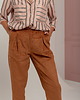 spodnie materiałowe damskie Bawełniane sztruksowe spodnie, CHESTNUT 4