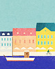 plakaty Kopenhaga Dania - plakat 50x70 cm - kolorowe kamienice Nyhavn 3