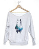 bluza bez kaptura damska Duszkowy ludzik niebieskoczarny Szara bluza cięta 1