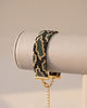 bransoletki ze szkła Paliwo - zielona złota bransoletka z koralików Miyuki - snake pattern 2