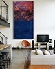 obrazy Obraz artystyczny 80x160cm w kolorach różowa miedż indygo granat 1