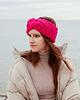 czapki damskie Różowa opaska turban z grubej wełny peruwiańskiej Magenta Vibe 3