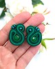 kolczyki soutache Largo kolczyki sztyfty sutasz z agatem zielone małe lekkie 1