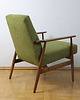 fotele Fotel Lisek PRL, Typ 300-190, Po renowacji, Vintage, zielony; Dębowy 3