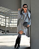 swetry damskie Sweter oversize V szary 3