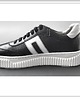 sneakersy damskie Sneakersyi skórzane - czarne + białe wstawki   (7221) 1