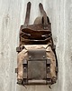 plecaki Skórzany plecak brązowy z dodatkiem bawełny na jeden pas nośny. 6