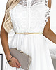 sukienki mini damskie 454-1 GRETA sukienka z koronką i złotym paskiem - BIAŁA 5