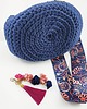 torby na ramię Torebka Craftbags typu worek - granatowa z ozdobnym paskiem i brelokiem 1