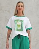 t-shirt damskie Bawełniana koszulka o luźnym kroju matcha 4