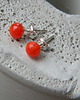 kolczyki wire wrapping Soczysta pomarańczka - delikatny kwiatek    - sztyfty 3