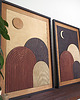obrazy Drewniany dyptyk w stylu boho i midcentury. Słońce i księżyc. Dzień i noc. 4