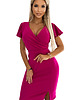 sukienki midi damskie 479-14 NINA sukienka z kopertowym dekoltem, rękawkiem - soczysta fuksja 5