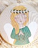 komunia - pozostałe Obrazek anioł stróż z wiankiem na głowie, pamiątka I Komunii dziewczynka 3