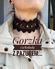 chokery Czekoladowy brązowy koronkowy choker szydełkowy z pazurem 4