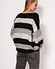 swetry damskie  Oversize'owy sweter w paski - SWE299 szary/czarny/j.szary MKM 3