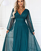 sukienki maxi damskie 684-2 NERISSA elegancka tiulowa sukienka maxi z kopertowym dekoltem - zieleń 6