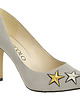 czółenka damskie Czółenka skórzane na szpilce - ozdobny haft w gwiazdy  (6395) 4