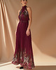sukienki maxi damskie Elegancka długa sukienka maxi rozkloszowana bez rękawów z wiązaniem M1282 2