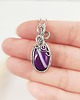 wisiory Naszyjnik Agat Fioletowy stal chirurgiczna wisiorek handmade wirewrapping 4