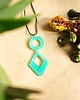 wisiory Turkusowy wisiorek kółko i romb świecące w ciemności i UV handmade 5,6 cm 2