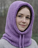 czapki damskie Balaclava oversize kominiarka kaptur zamiast czapki z merino piękny liliowy 1