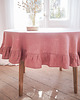 obrusy i serwetki Obrus okrągły z falbanką heavy linen DUSTY PINK 1