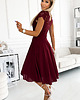 sukienki midi damskie 381-5 LINDA - szyfonowa sukienka z koronkowym dekoltem - BORDOWA 3