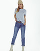 t-shirt damskie Koszulka T-shirt z haftem geometrycznego kolibra bawełniana szara 2