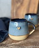 kubki Kubek Beczułka ręcznie robiony 320 ml  - Niebieski jeansowy z sercem 3
