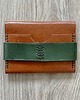 portfele damskie Portfel brązowo-zielony na karty ze skóry ręcznie uszyty. 1