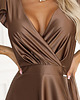 sukienki maxi damskie 411-14 CRYSTAL satynowa długa suknia z dekoltem - mocha mousse 5