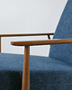 fotele Fotel Lisek granatowy, Typ 300-190, Po renowacji. Drewniany fotel 5