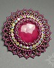 broszki Fleur magenta, broszka z jadeitem, beading, haft 2